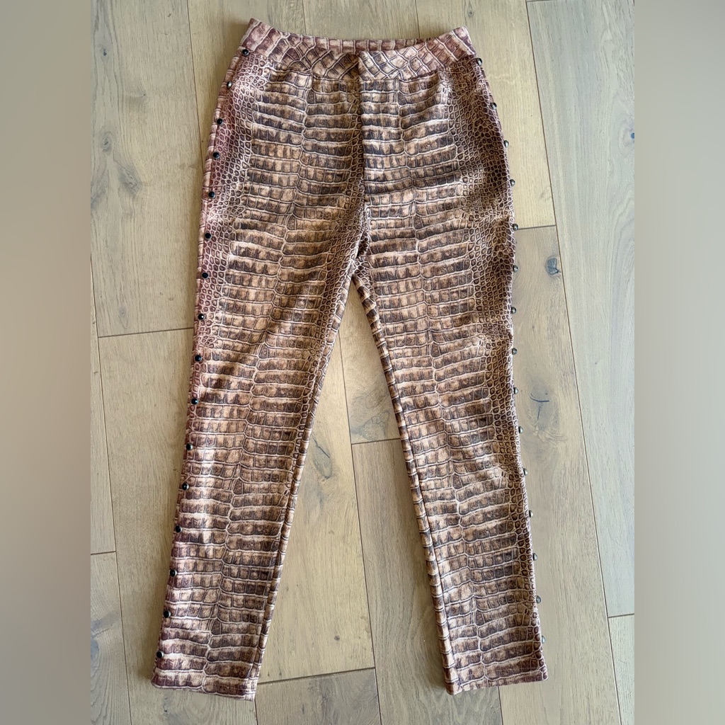 Brown Crocodile Print Pants